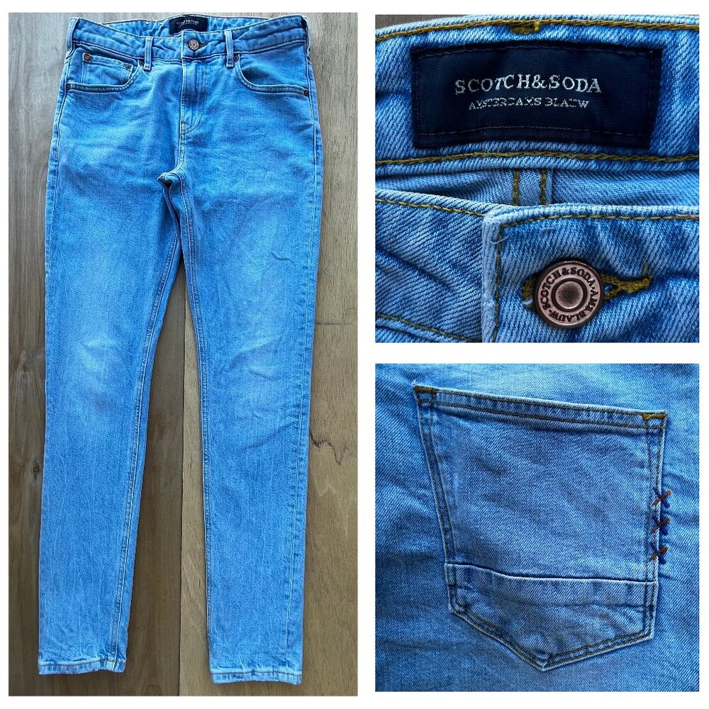 SCOTCH & SODA AMSTERDAMS BLAUW SKIM FIT MEN’S JEANS sz 30W X 32L Light Wash